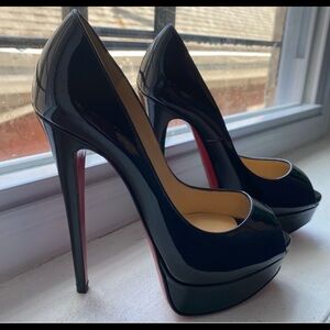 Authentic Christian Louboutin Heels Peep Toe black leather